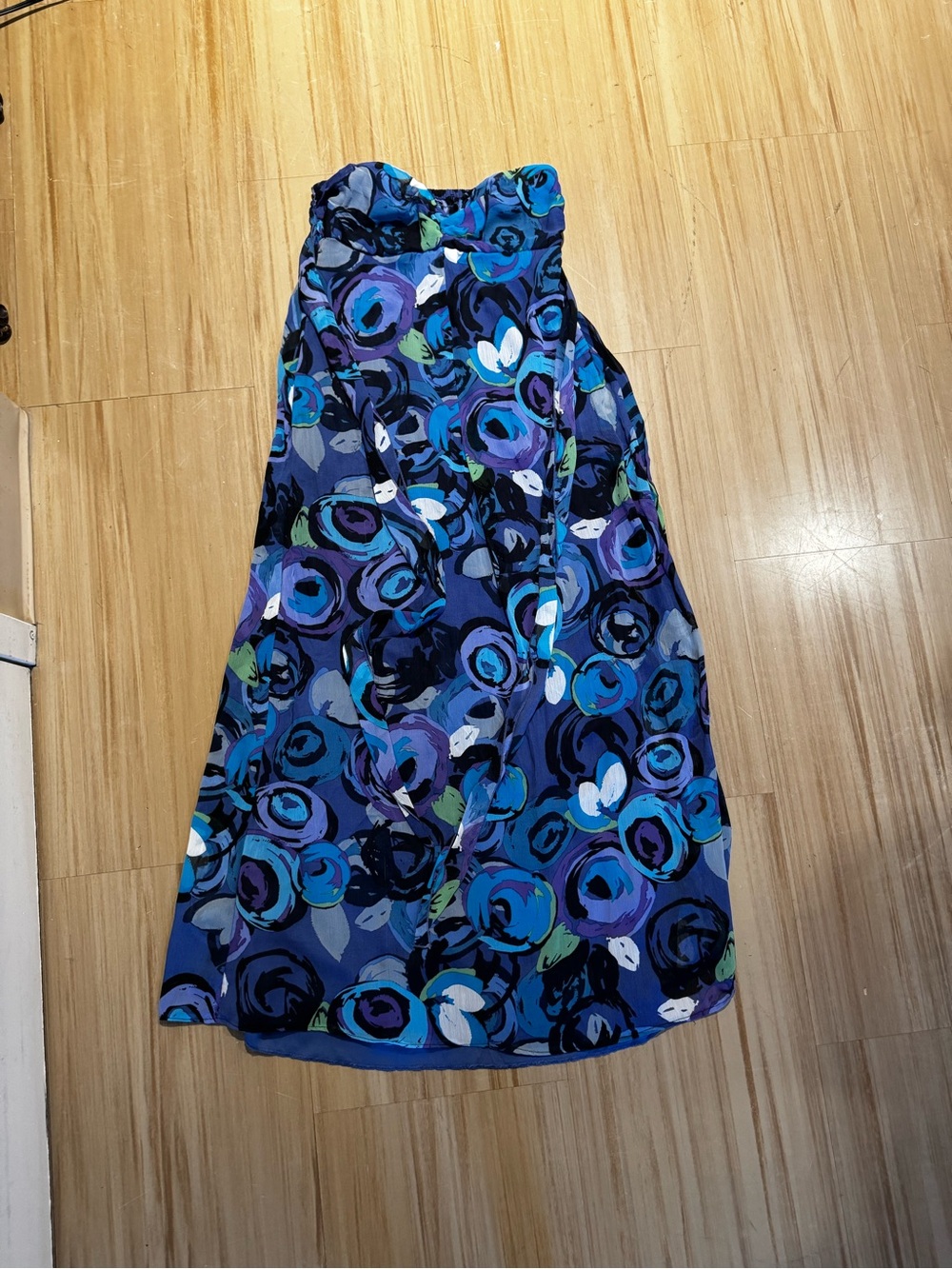 Xhilaration Blue & Teal Floral Maxi Skirt